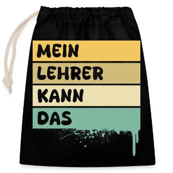 Beruf Lehrer - Verschließbarer Geschenkbeutel aus Baumwolle (25x30cm) - Schwarz - Vorne
