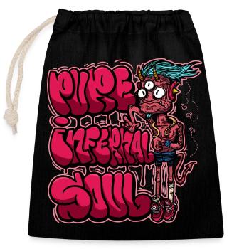 Neon Pink Graffiti Monster - Closable cotton gift bag (25x30cm) - black - Front