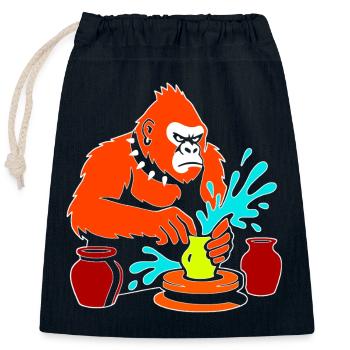 Gorilla Pottery Splash Studio - Closable cotton gift bag (25x30cm) - navy - Front