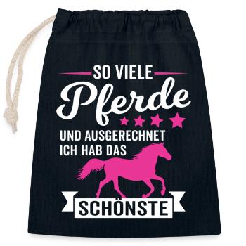 Chevaux cadeaux Fille Cheval Amatrice de chevaux - Sac cadeau en coton avec cordon (25 x 30 cm) - bleu marine - Devant