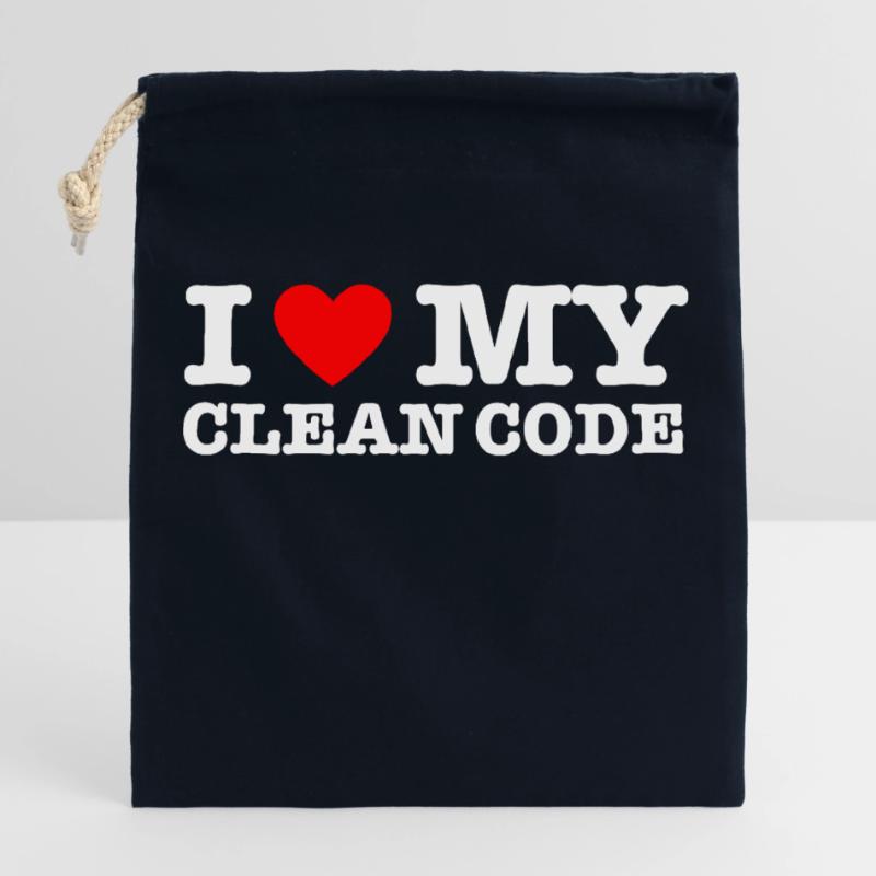 I Heart My Clean Code - Funny Gift Programer Verschließbarer Geschenkbeutel aus Baumwolle (25x30cm)