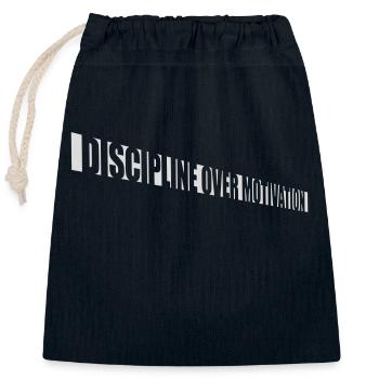Citation de discipline sur la motivation - Sac cadeau en coton avec cordon (25 x 30 cm) - bleu marine - Devant