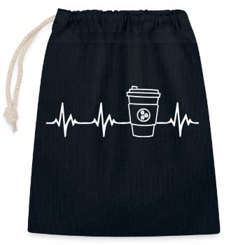 coffee Heartbeat - Closable cotton gift bag (25x30cm) - navy - Front