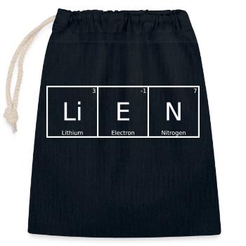 Lien Nom Prénom Chimie Tableau périodique Éléments - Sac cadeau en coton avec cordon (25 x 30 cm) - bleu marine - Devant