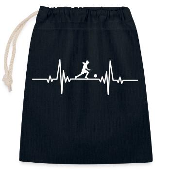 Heartbeat man jouant au football - Sac cadeau en coton avec cordon (25 x 30 cm) - bleu marine - Devant
