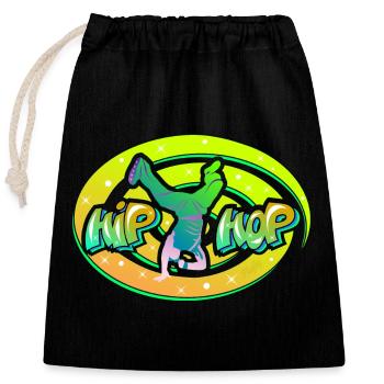 Hip-Hop dans l'Espace 2 - Sac cadeau en coton avec cordon (25 x 30 cm) - noir - Devant