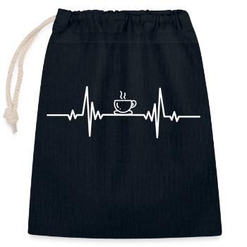 Heartbeat Kaffee heiß - Verschließbarer Geschenkbeutel aus Baumwolle (25x30cm) - Navy - Vorne
