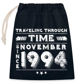 Vintage Time Travel Birthday Design November 1994 - Closable cotton gift bag (25x30cm) - navy - Front