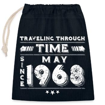 Vintage Time Travel anniversaire Design mai 1968 - Sac cadeau en coton avec cordon (25 x 30 cm) - bleu marine - Devant