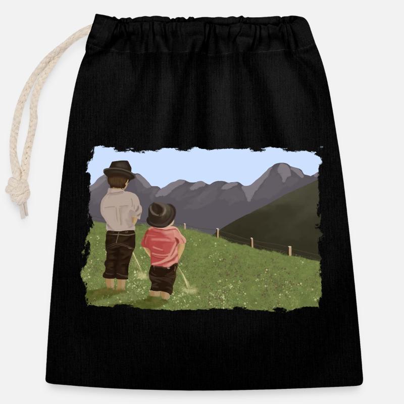 Biesler mit Aussicht - Verschließbarer Geschenkbeutel aus Baumwolle (25x30cm) - Schwarz