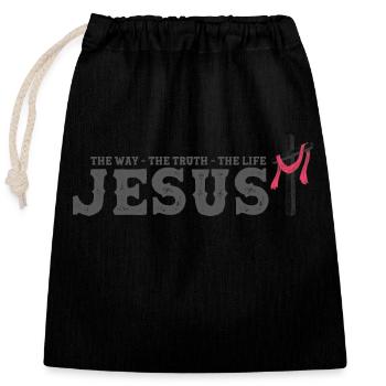 Le Chemin, la Vérité, La Vie - Jésus - 1 Croix 3 - Sac cadeau en coton avec cordon (25 x 30 cm) - noir - Devant