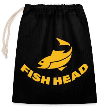 FISH HEAD - Closable cotton gift bag (25x30cm) - black - Front