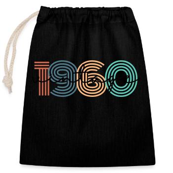 1960 vintage rétro - Sac cadeau en coton avec cordon (25 x 30 cm) - noir - Devant