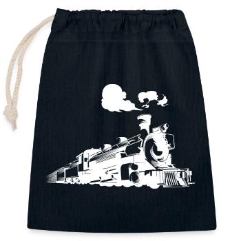 Steam locomotive - Closable cotton gift bag (25x30cm) - navy - Front