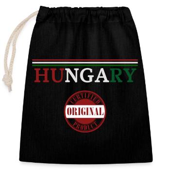 Hungarian pride, flag of Hungary - Closable cotton gift bag (25x30cm) - black - Front