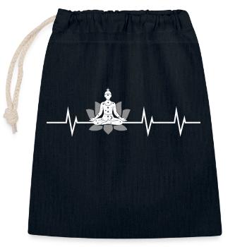 Meditation Heartbeat - Closable cotton gift bag (25x30cm) - navy - Front