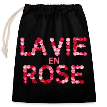 La Vie en Rose - Verschließbarer Geschenkbeutel aus Baumwolle (25x30cm) - Schwarz - Vorne