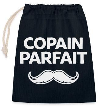 Copain parfait humour cadeau homme moustache - Sac cadeau en coton avec cordon (25 x 30 cm) - bleu marine - Devant