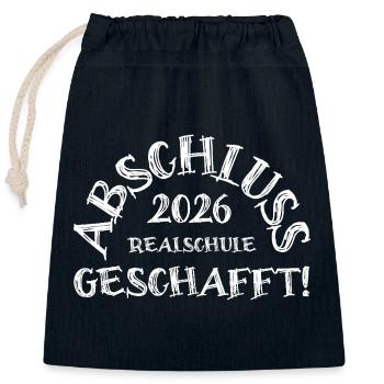 Abschluss 2026 Realschule geschafft!  - Verschließbarer Geschenkbeutel aus Baumwolle (25x30cm) - Navy - Vorne