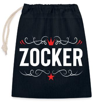 Zocker Gamer - Verschließbarer Geschenkbeutel aus Baumwolle (25x30cm) - Navy - Vorne