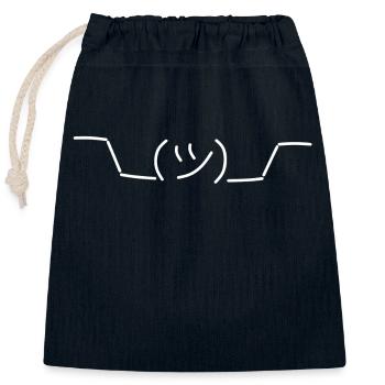 Wen juckts - Juckt Smily - Statement Geschenk Idee - Verschließbarer Geschenkbeutel aus Baumwolle (25x30cm) - Navy - Vorne