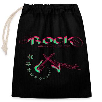Rock Star Neon - Sac cadeau en coton avec cordon (25 x 30 cm) - noir - Devant