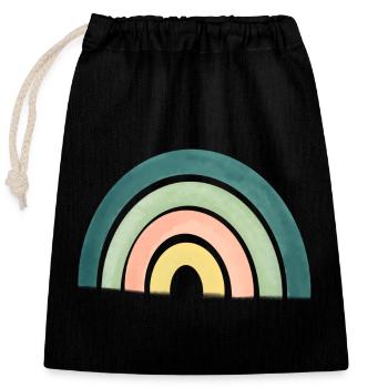 arc en ciel - Sac cadeau en coton avec cordon (25 x 30 cm) - noir - Devant