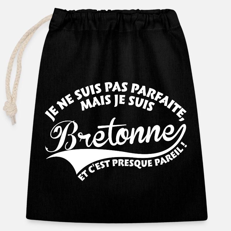 Parfaite Bretonne - Sac cadeau en coton avec cordon (25 x 30 cm) - noir