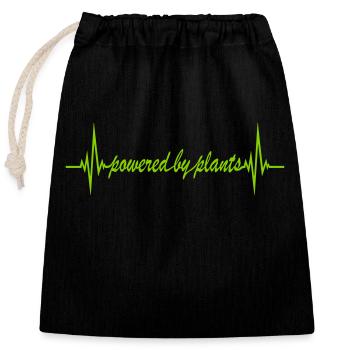 Powered by plants - Closable cotton gift bag (25x30cm) - black - Front
