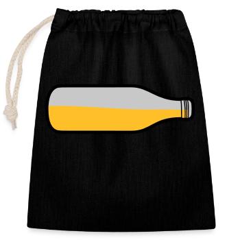 Lying beer bottle - Closable cotton gift bag (25x30cm) - black - Front
