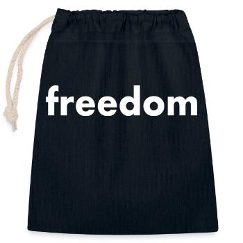 Freedom - Closable cotton gift bag (25x30cm) - navy - Front