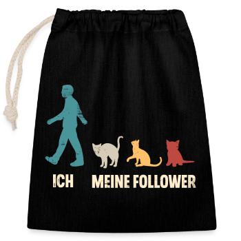 Katzen Katze Ich Und Meine Follower - Verschließbarer Geschenkbeutel aus Baumwolle (25x30cm) - Schwarz - Vorne