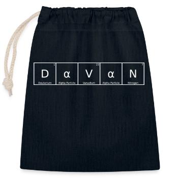 Davan Nom Prénom Chimie Éléments du tableau périodique - Sac cadeau en coton avec cordon (25 x 30 cm) - bleu marine - Devant