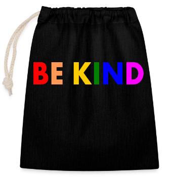 Be kind - Verschließbarer Geschenkbeutel aus Baumwolle (25x30cm) - Schwarz - Vorne