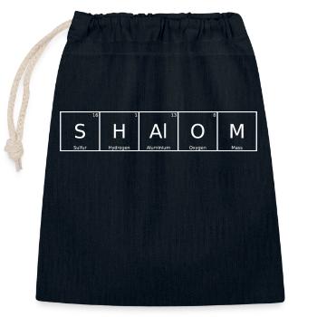Shalom Name Vorname Chemie Periodensystem Elemente - Verschließbarer Geschenkbeutel aus Baumwolle (25x30cm) - Navy - Vorne
