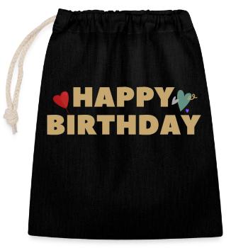 Happy Birthday Gift Idea - Closable cotton gift bag (25x30cm) - black - Front