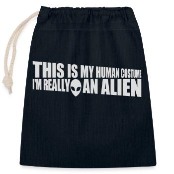 Citation extraterrestre de costume humain - Sac cadeau en coton avec cordon (25 x 30 cm) - bleu marine - Devant