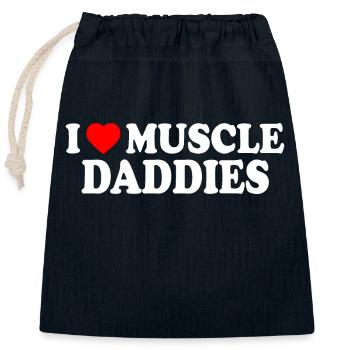 I love muscle daddies - Closable cotton gift bag (25x30cm) - navy - Front