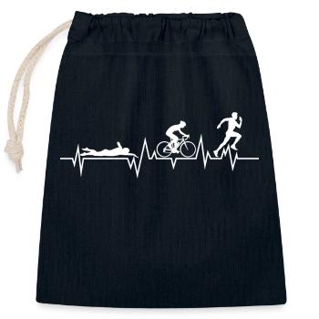 Triathlon, Natation, Cyclisme, Course à pied, Sports - Sac cadeau en coton avec cordon (25 x 30 cm) - bleu marine - Devant