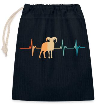 Mouflon heartbeat - Closable cotton gift bag (25x30cm) - navy - Front