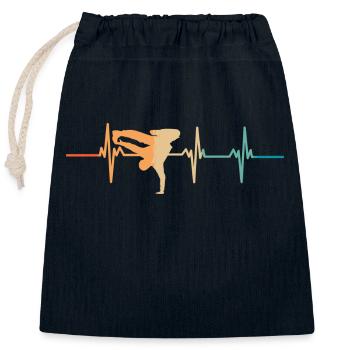 Heartbeat Hip Hop - Closable cotton gift bag (25x30cm) - navy - Front