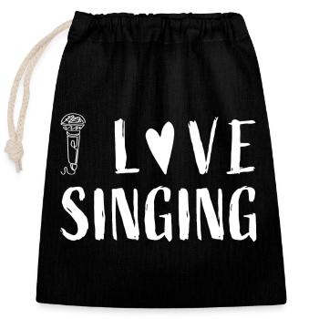 I love singing - Mikrofon Sänger Sängerin - Verschließbarer Geschenkbeutel aus Baumwolle (25x30cm) - Schwarz - Vorne