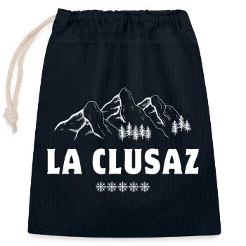 ski, station de ski, la Clusaz - Sac cadeau en coton avec cordon (25 x 30 cm) - bleu marine - Devant
