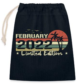 millésime de février 2e anniversaire né 2022 vibe - Sac cadeau en coton avec cordon (25 x 30 cm) - bleu marine - Devant