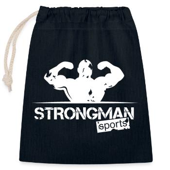strongman sport logo team club training icon - Closable cotton gift bag (25x30cm) - navy - Front