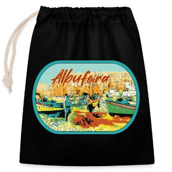 Albufeira Fishermen's Beach, praia dos pescadores - Closable cotton gift bag (25x30cm) - black - Front