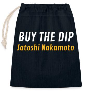 Buy The Dip Satoshi Nakamoto - Closable cotton gift bag (25x30cm) - navy - Front