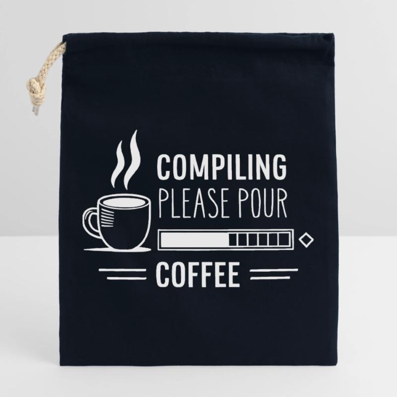 Programmers generate code from coffee Closable cotton gift bag (25x30cm)