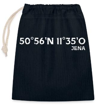 Jena Souvenir Koordinaten - Verschließbarer Geschenkbeutel aus Baumwolle (25x30cm) - Navy - Vorne