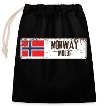 Molde Norway Flag - Closable cotton gift bag (25x30cm) - black - Front
